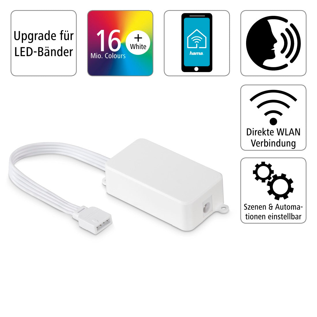 Hama WLAN-Controller für LED-Strip, für Sprach- und Appsteuerung, RGB, Adapter