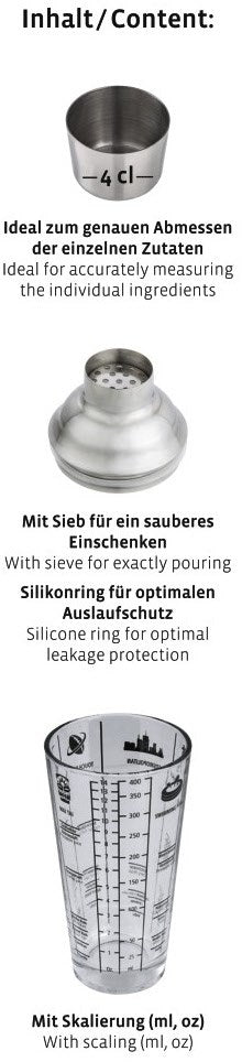 XavaX Cocktail-Shaker aus Glas 400 ml Küchenutensil