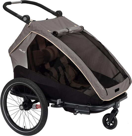 XLC child trailer DUO S grey/beige/anthracite exhibitor