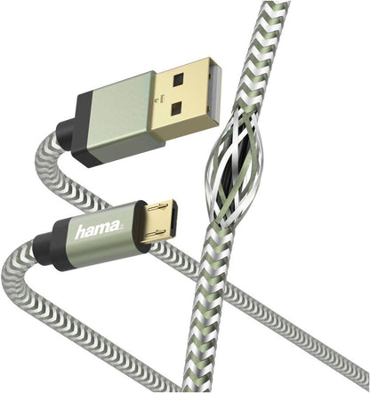 Hama Lade-/Datenkabel Reflective (1,5m) grün Micro-USB-Stecker