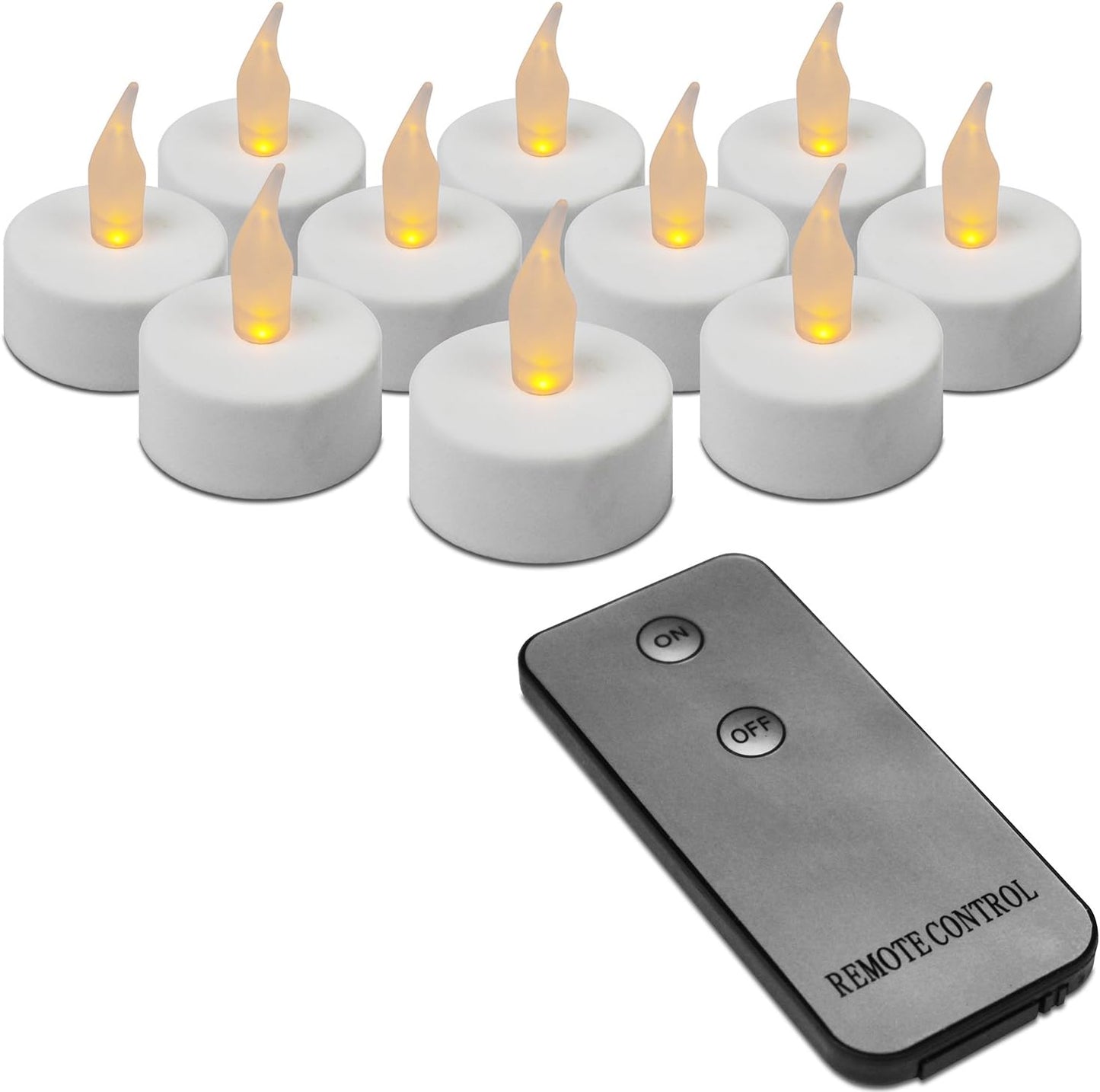 LED Teelicht - warmweiße flackernde Flamme  Batteriebetrieb Timer weiß  10er Set