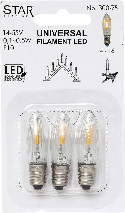 Star Trading LED-Filament-Topkerze, klar, E10/14-55V/0,1-0,5W,