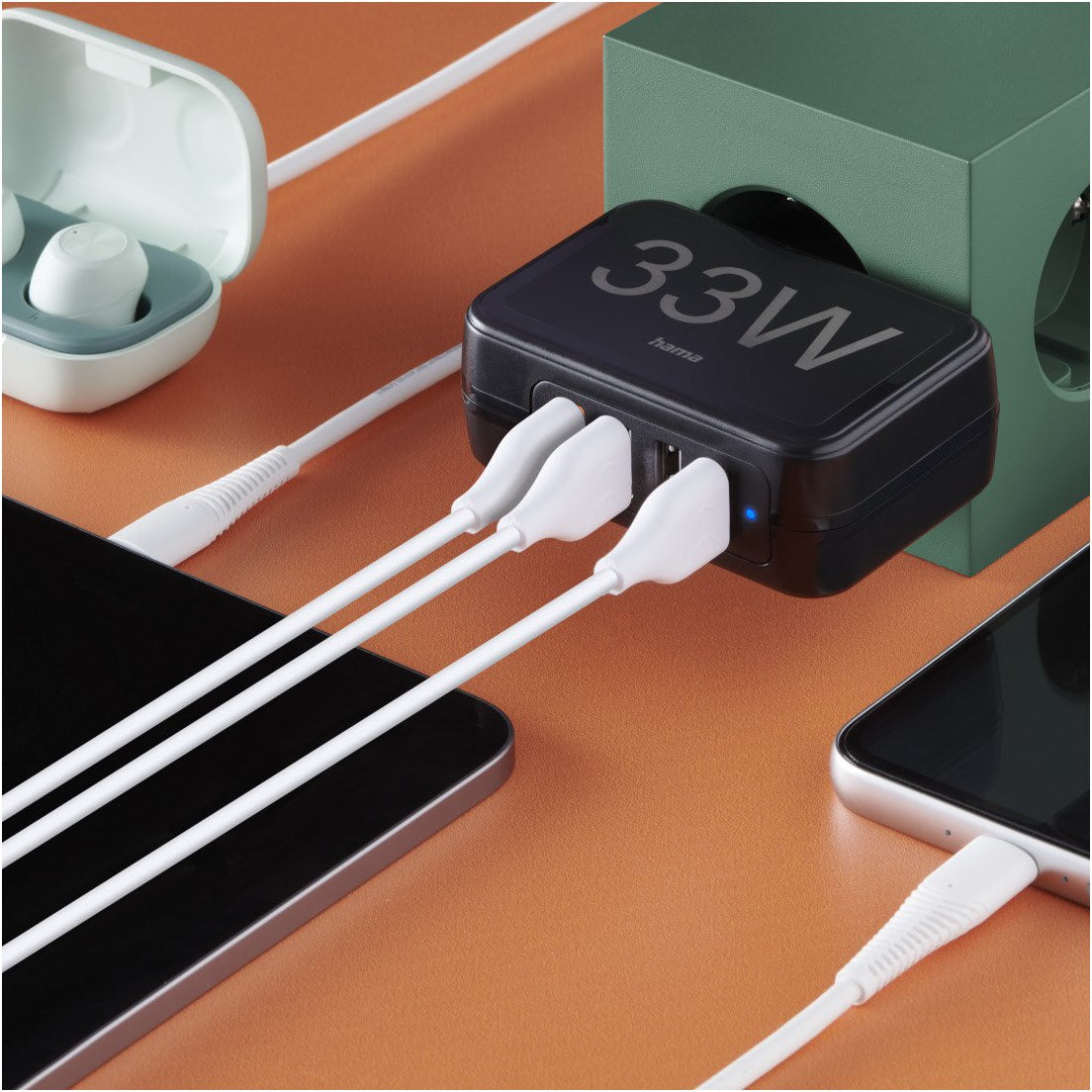 Hama Schnellladegerät, 4x USB-A, 33 W, Schwarz