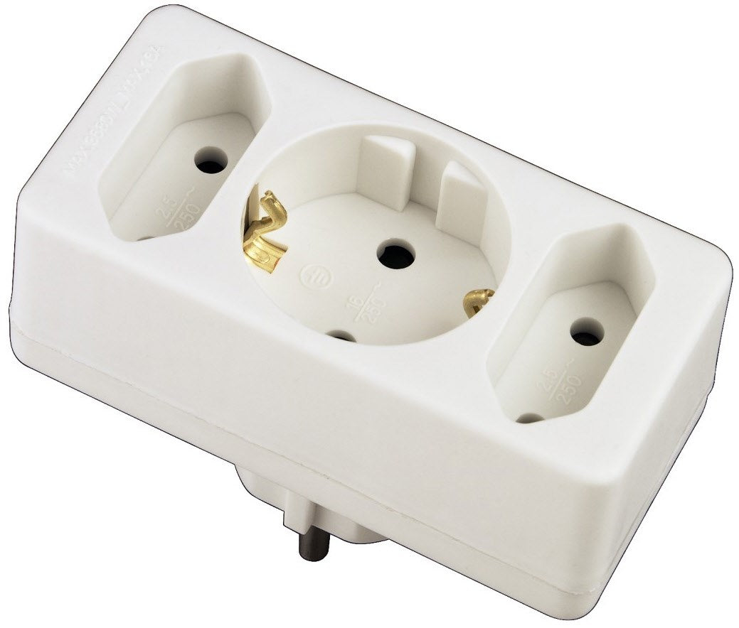 Hama 3fach Multistecker 2 Euro/1 Schuko Steckdosenadapter weiß