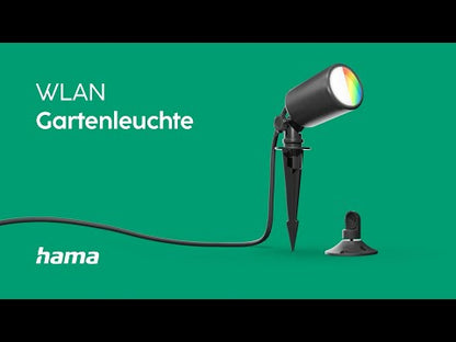 Hama garden light WLAN, garden spotlight + ground spike, waterproof, colored, dimmable